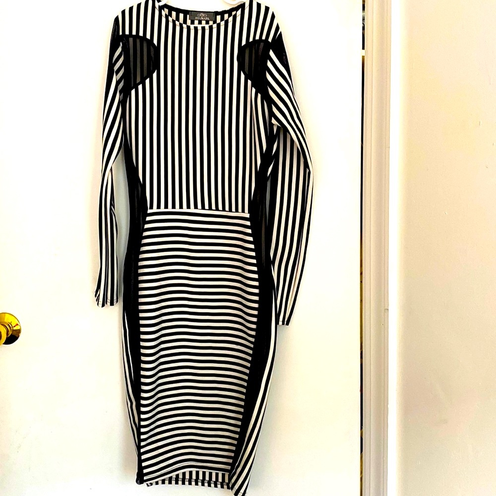 Ayanapa stripe bodycon stretch dress US6/UK10
